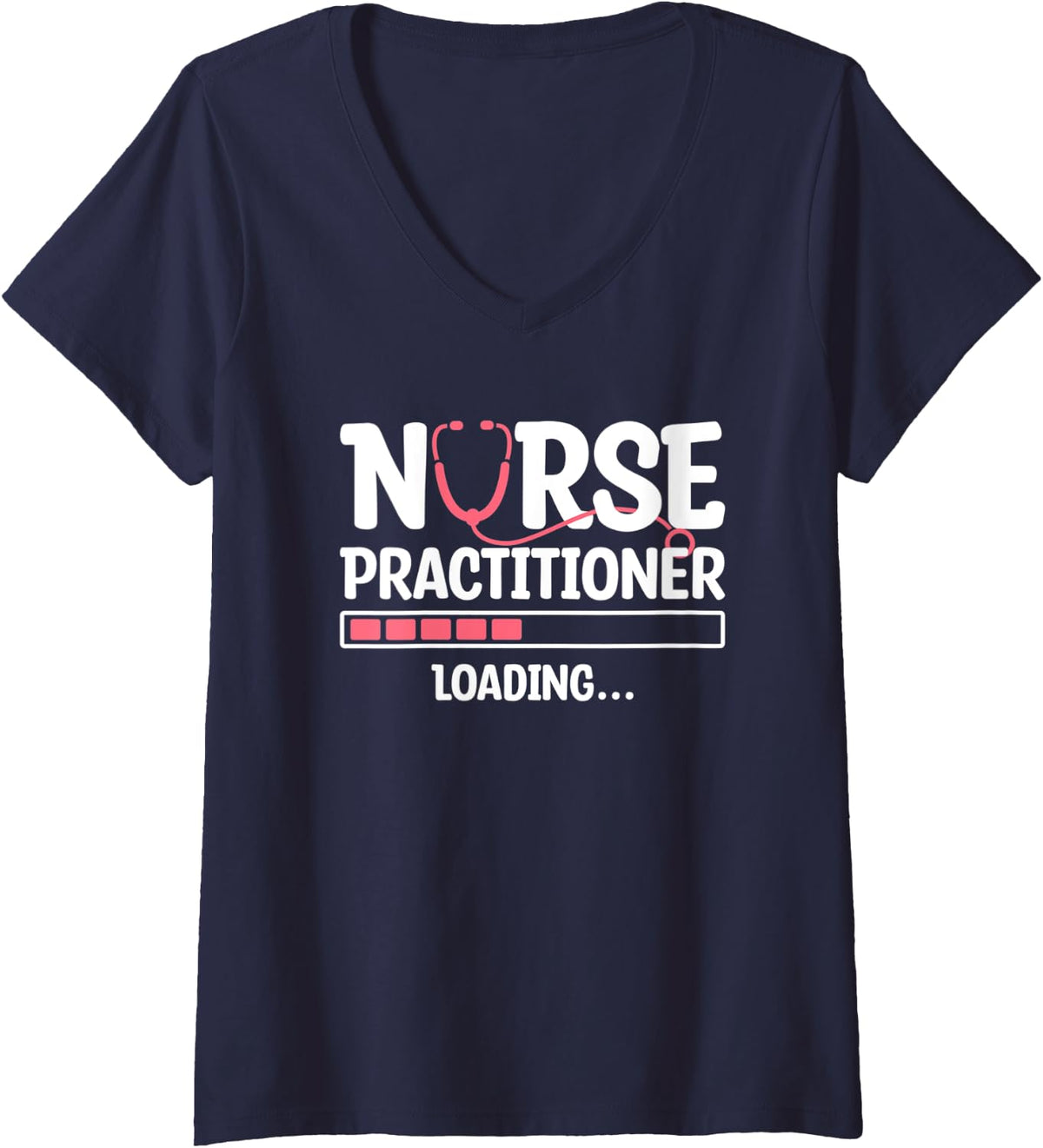 Womens Nurse Practitioner Loading NP Nursing Nurses V-Neck T-Shirt - Navy Blue