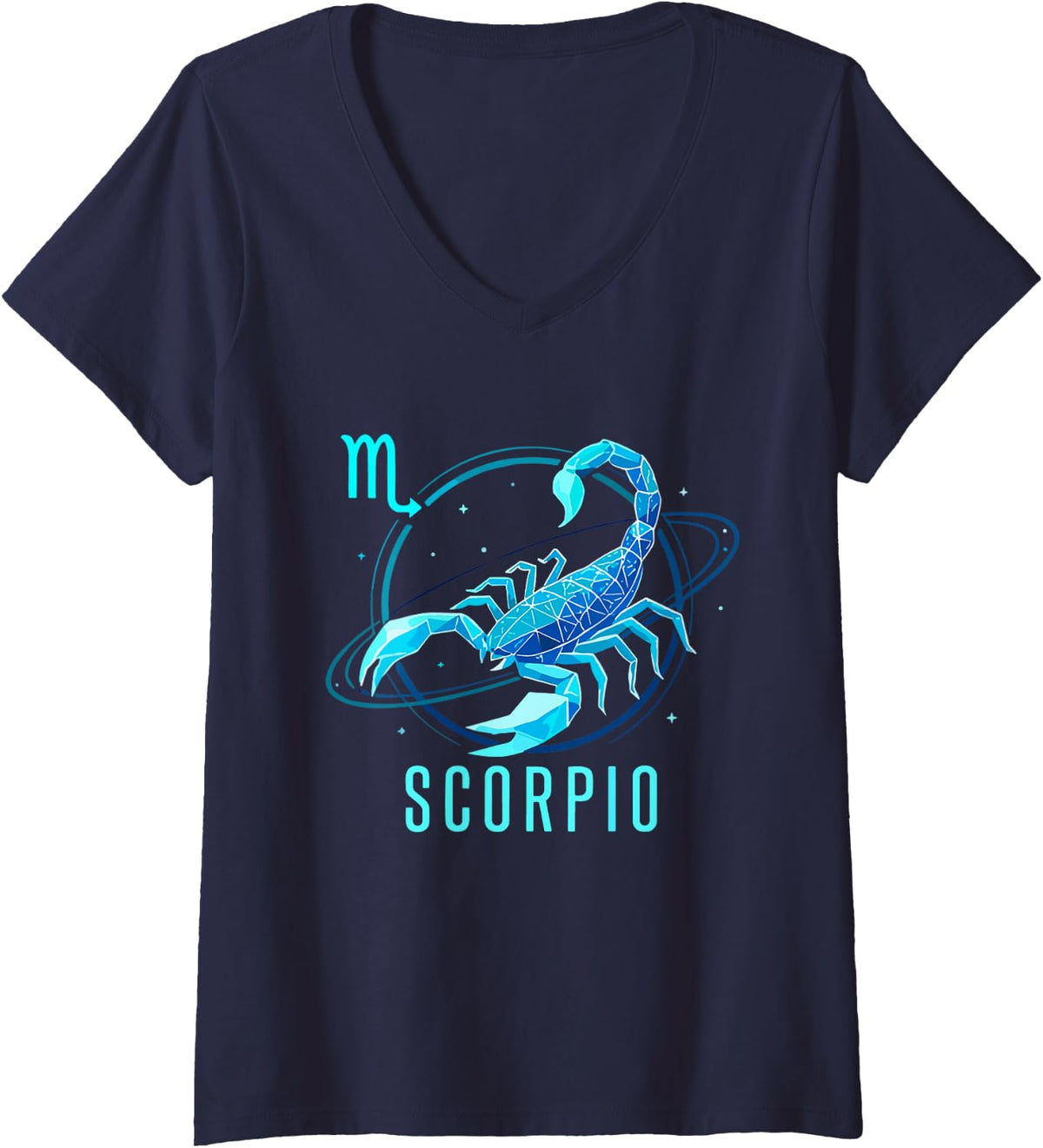 Women's Scorpio Zodiac Sign Astrology Horoscope Astrological Symbol V-Neck T-Shirt - Navy Blue