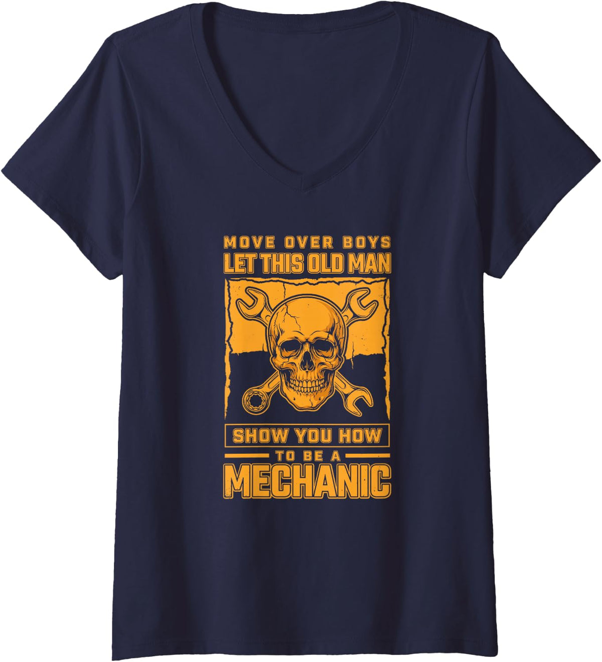 Women's This Old Man Has Fixed More Engines Than You Have Driven V-Neck T-Shirt - Navy Blue