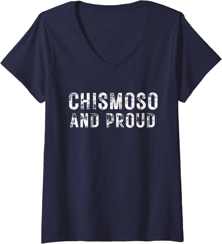 Women's Chismoso and Proud Funny Spanish Quotes Hispanic Latino Men V-Neck T-Shirt - Navy Blue