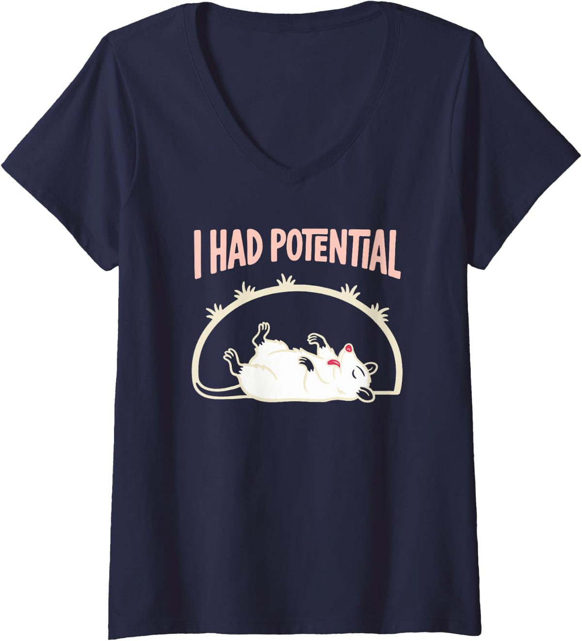Women's I Had Potential Physics Teacher Joke Funny Science Pun Humor V-Neck T-Shirt - Navy Blue