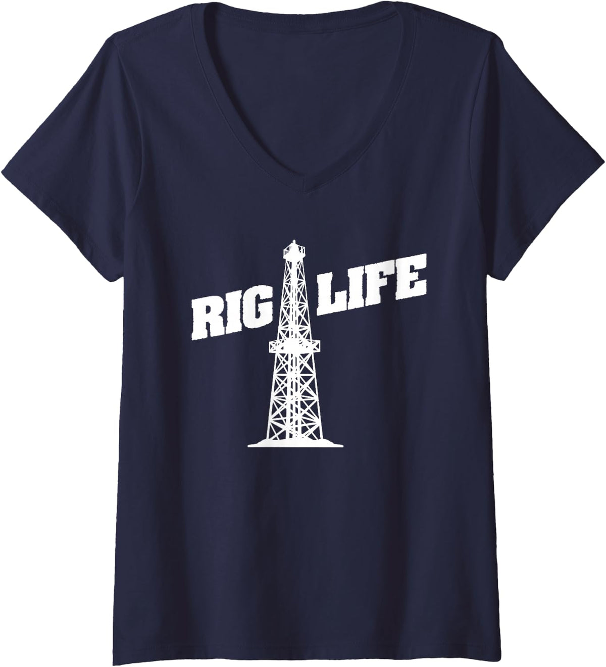 Women's Rig Life Oilfield V-Neck T-Shirt - Navy Blue