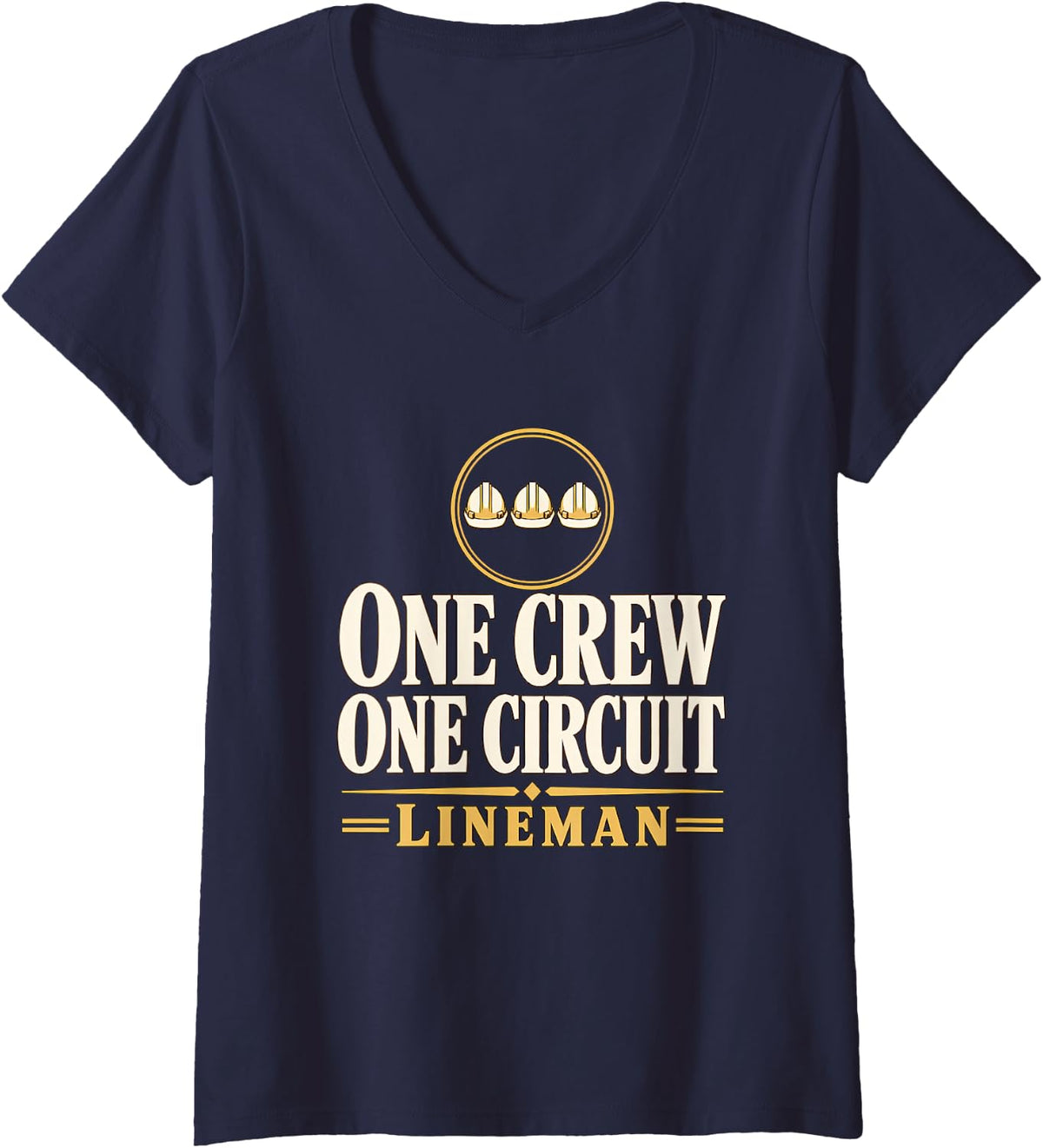 Women's One Crew One Circuit Lineman Line Crew Lineman Teamwork V-Neck T-Shirt - Navy Blue
