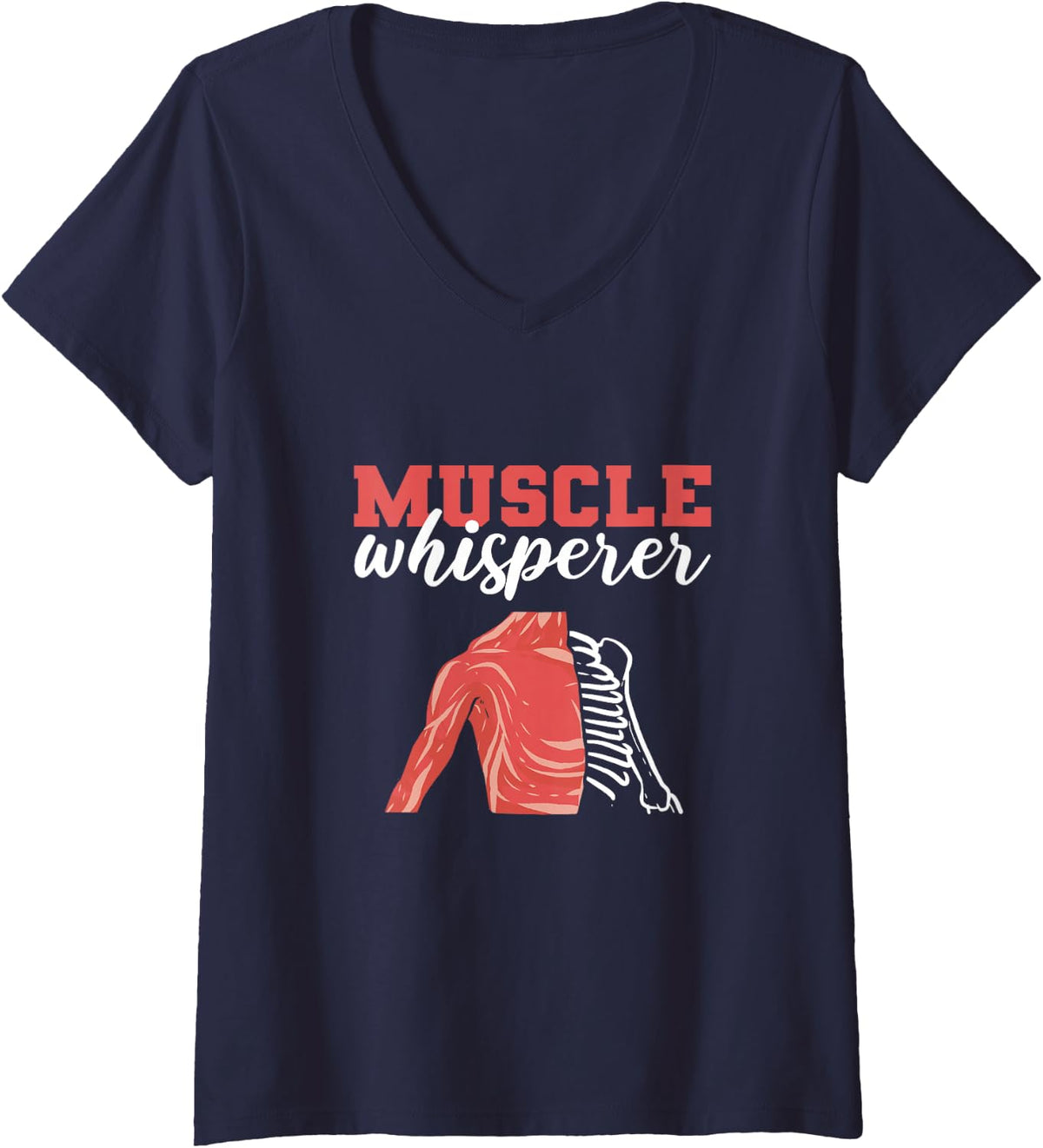 Women's Muscle Whisperer Massage Therapist V-Neck T-Shirt - Navy Blue