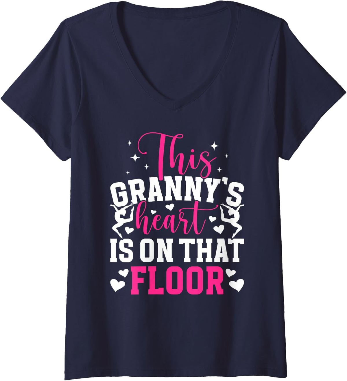Women's Proud Gymnastics Granny of A Gymnast Granny Grandma V-Neck T-Shirt - Navy Blue