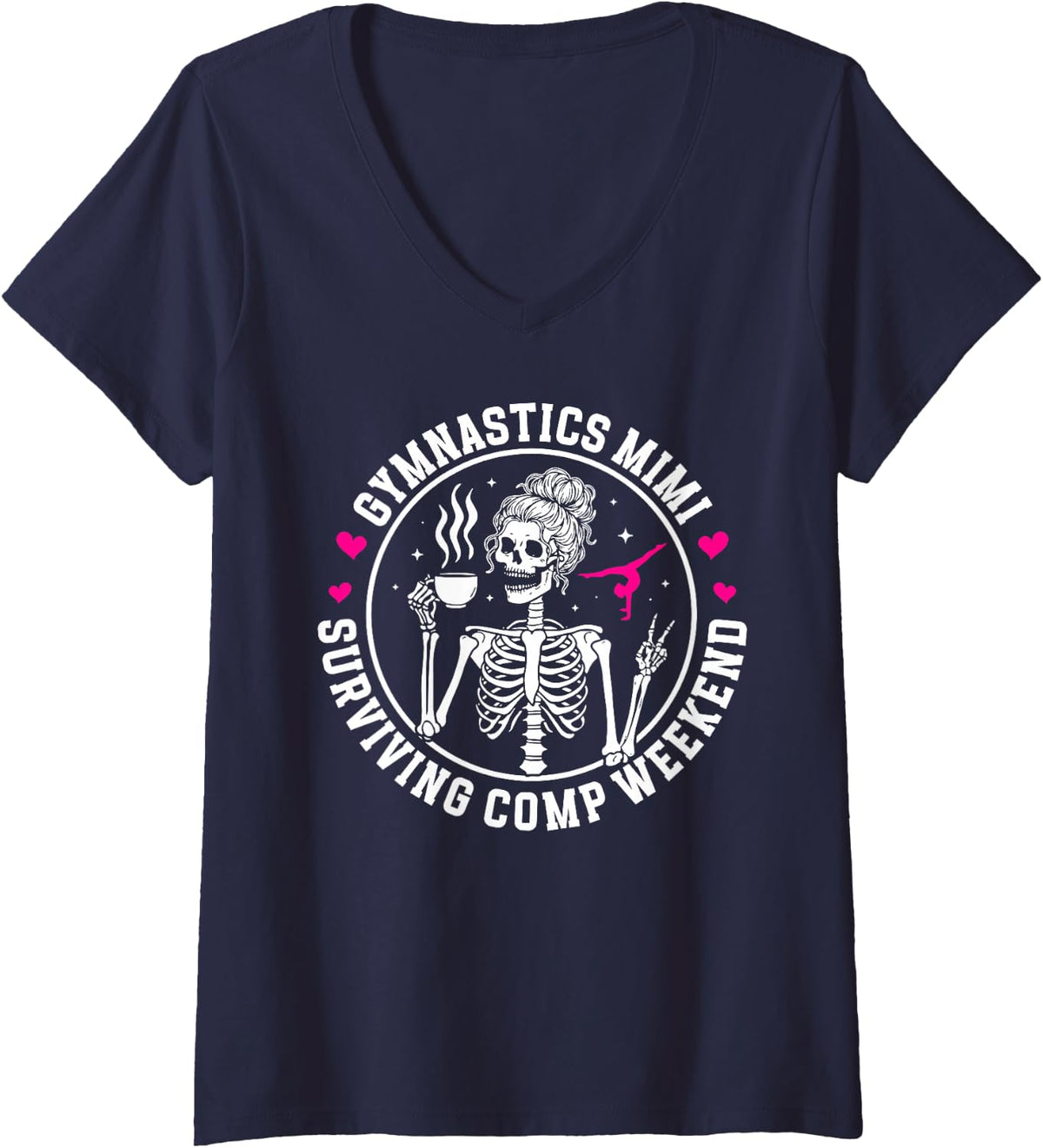 Women's Funny Gymnastics Mimi of A Gymnast Mimi Grandma V-Neck T-Shirt - Navy Blue