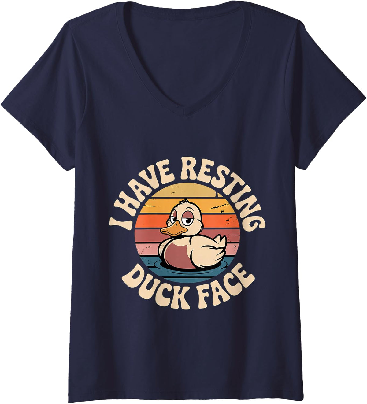 Women's I Have Resting Duck Face Grumpy Attitude Expression - V-Neck T-Shirt - Navy Blue