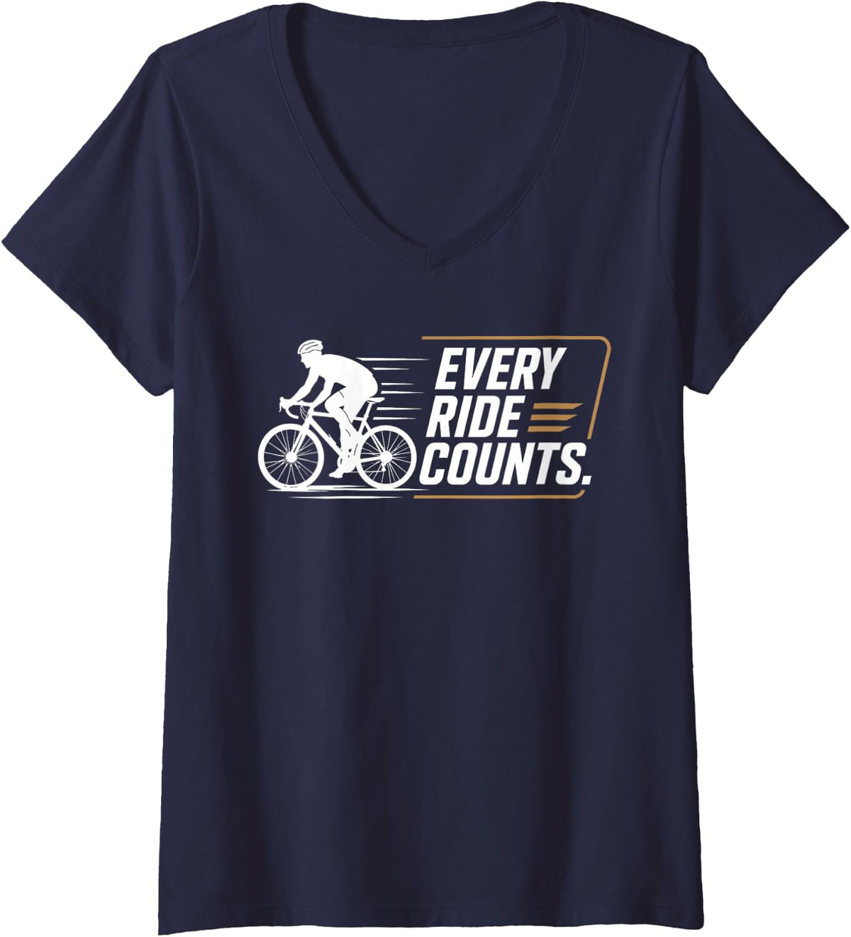 Women's Mountain Biking Cyclist Design V-Neck T-Shirt - Navy Blue