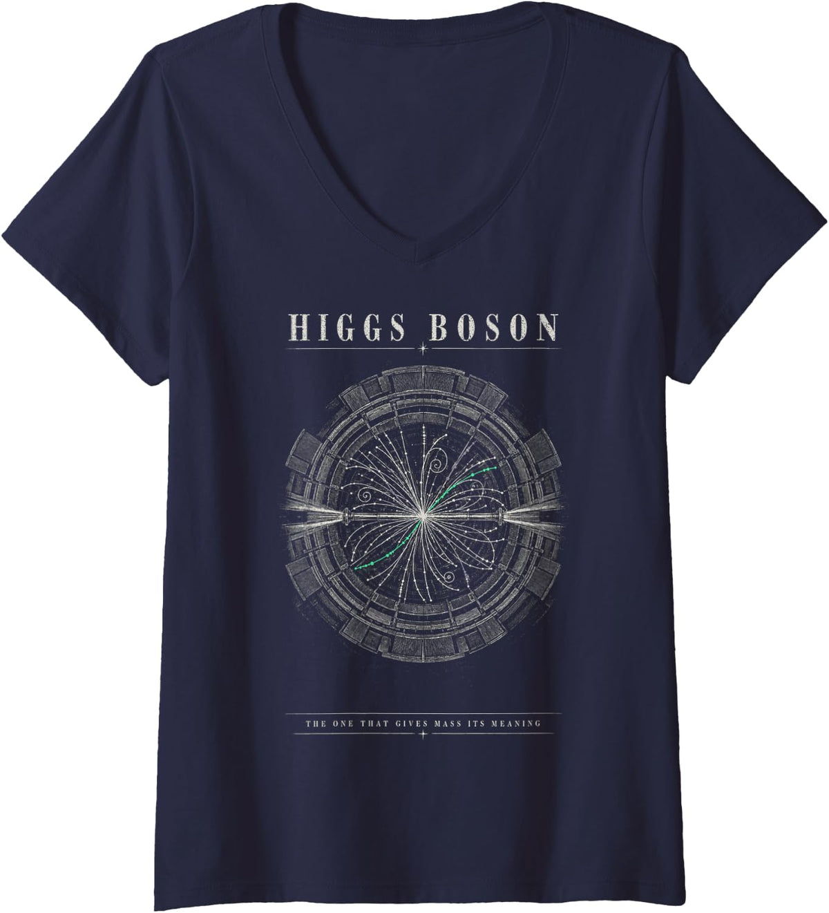 Women's Physics Higgs Boson Particle Collider Science Enthusiast V-Neck T-Shirt - Navy Blue