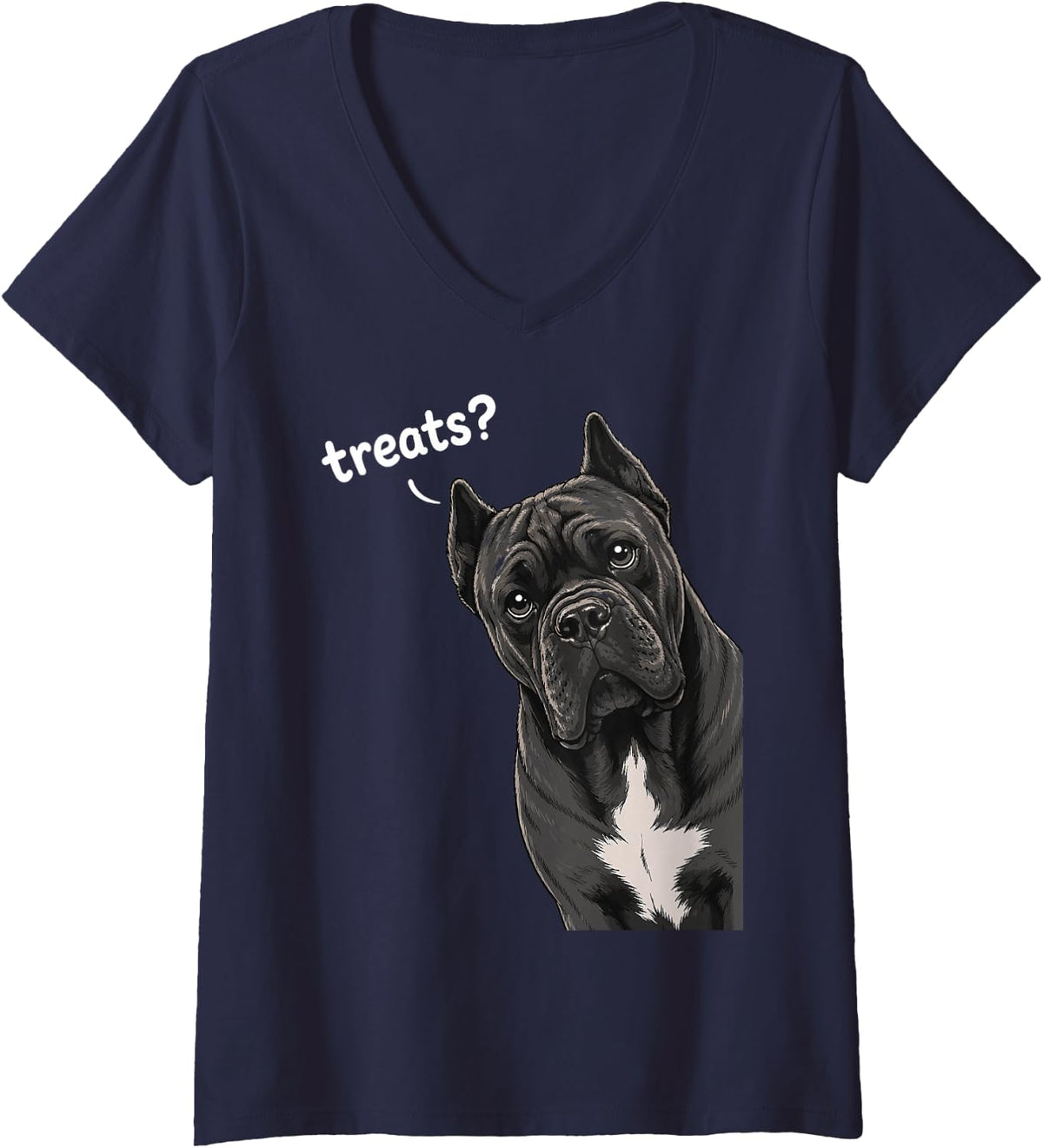 Women's Cane Corso Dog Treats? Meme Funny Cane Corso V-Neck T-Shirt - Navy Blue