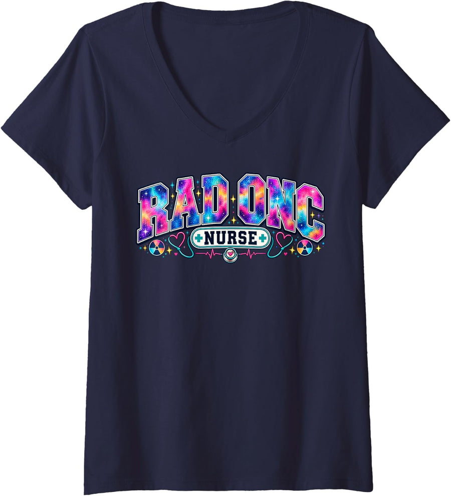 Women's Radiology Nurse Radiation Tech Nurse V-Neck T-Shirt - Navy Blue