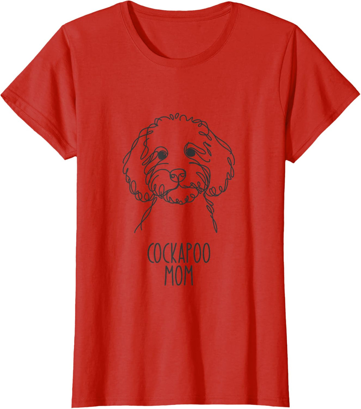 Line Art Best Dog Mom Women - Cockapoo T-Shirt - Red
