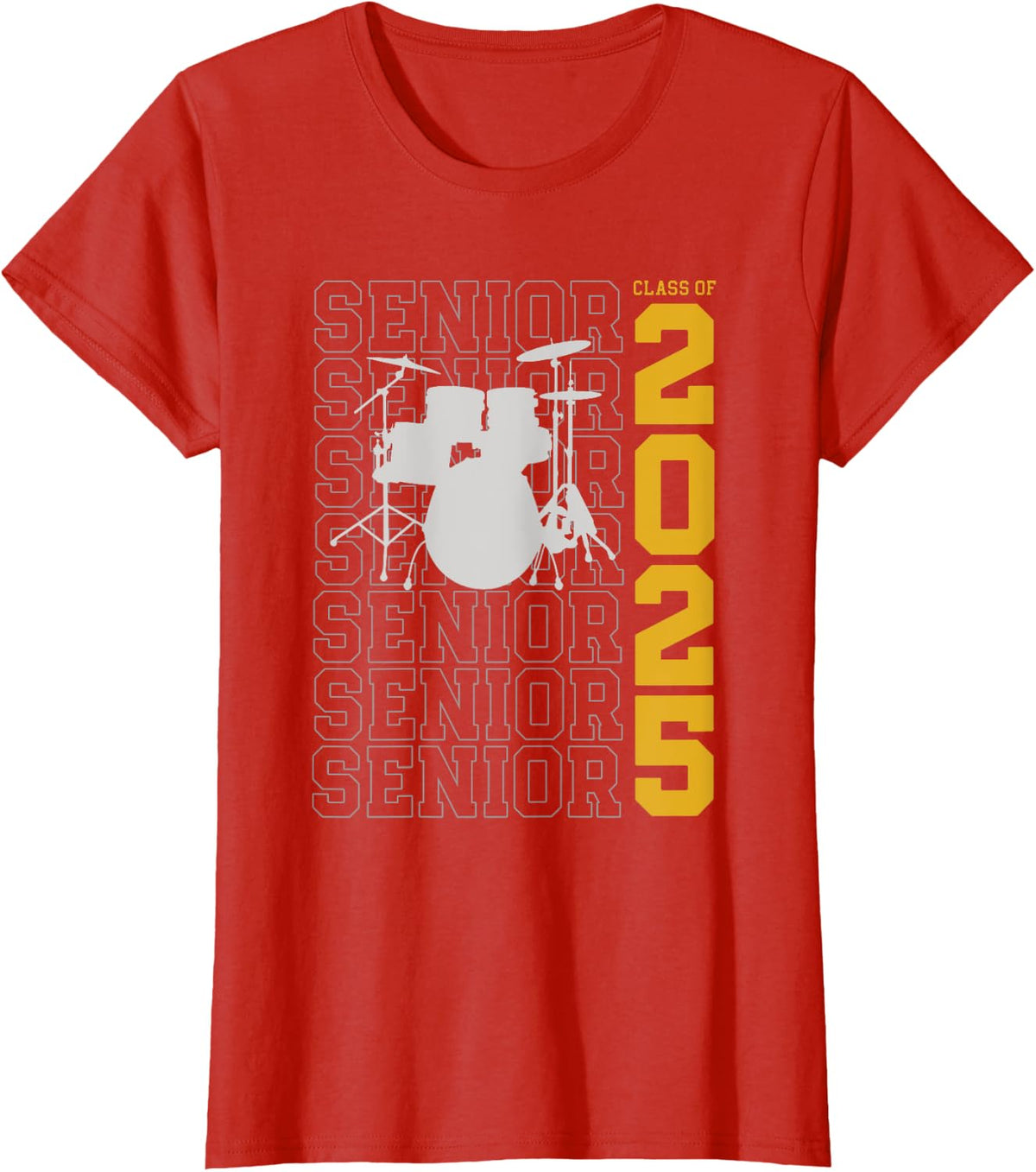 Class of 2025 Senior Drum Set for Drummer Or Percussionist T-Shirt - Red