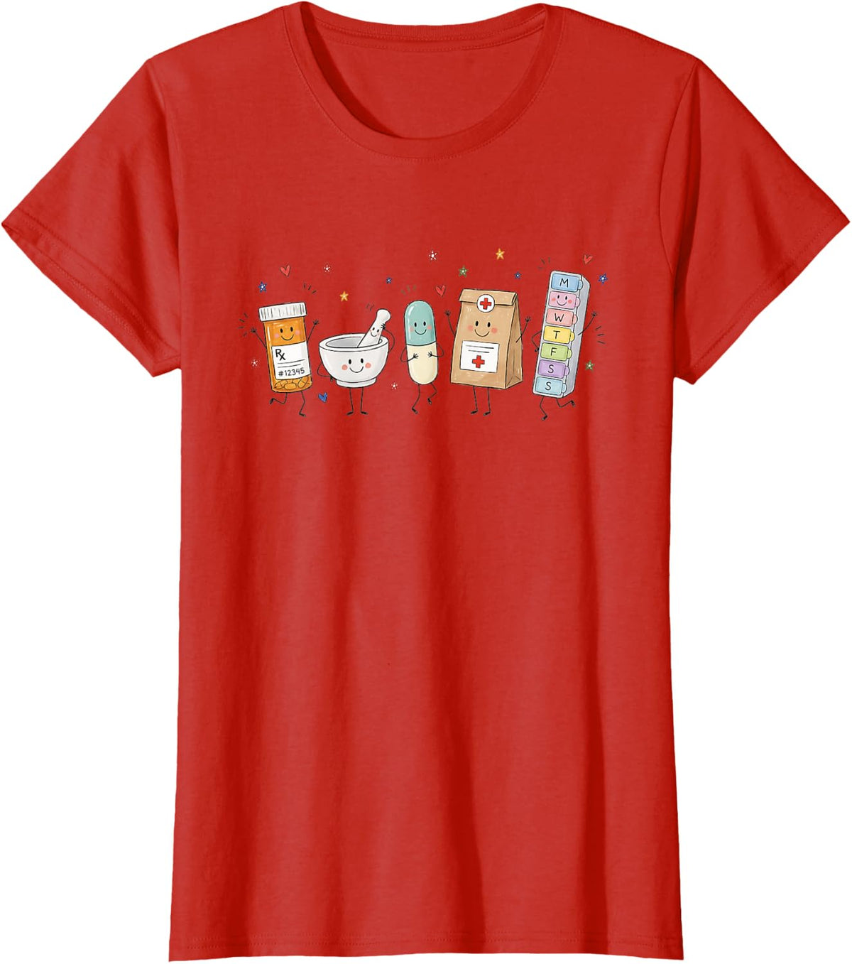 Pharmacist Doodle Pharmacy Technician Pharmacy Graduation T-Shirt - Red