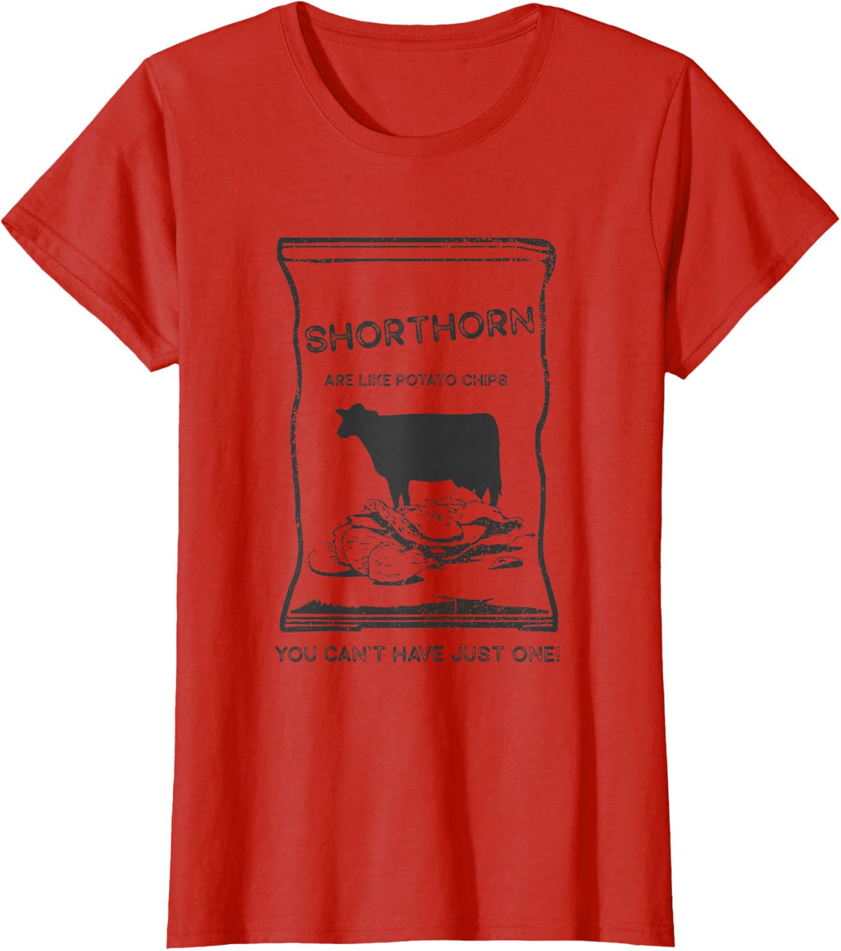 Cattle Like Potato Chips Can't Have One - Shorthorn T-Shirt - Red