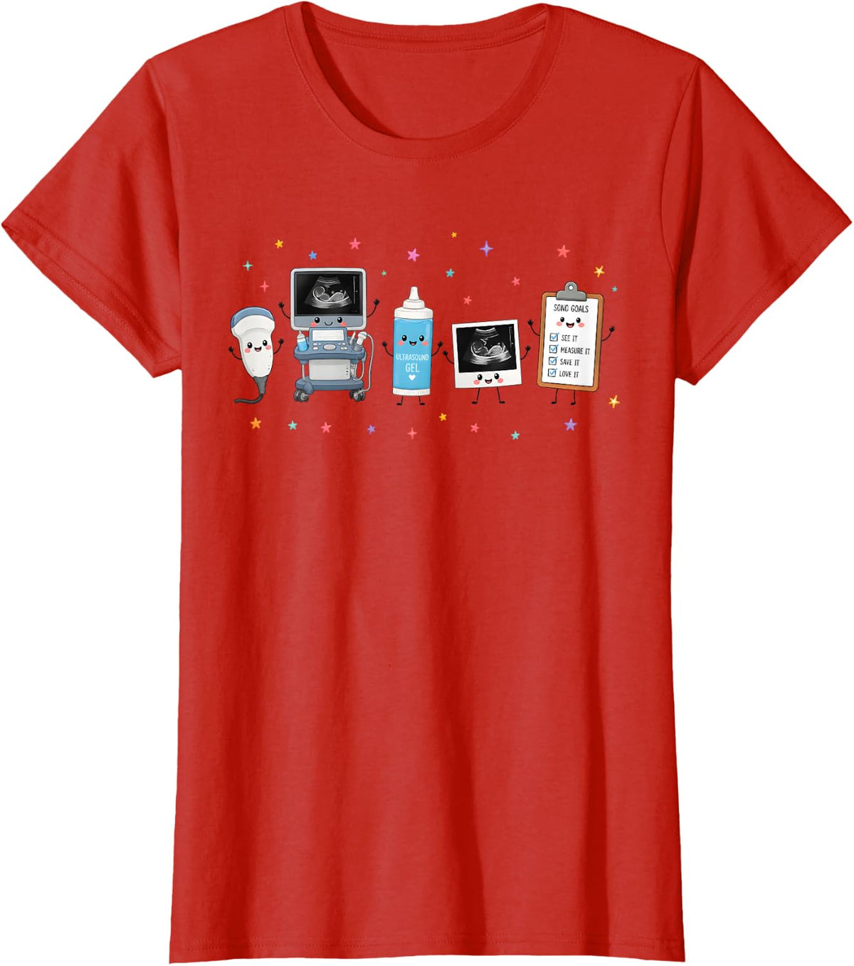 Funny Sonographer Ultrasound Tech Sonography Cute Women T-Shirt - Red