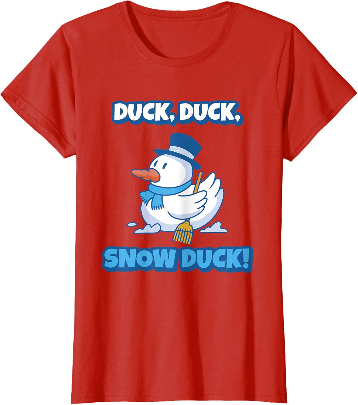 Duck Duck Snow Duck Funny Winter Snowman Duck T-Shirt - Red