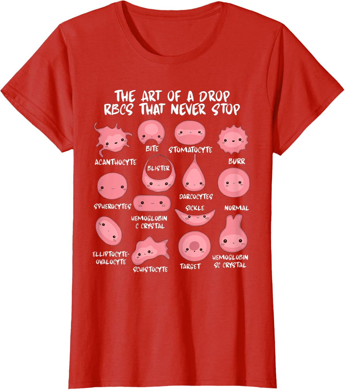 Hematology Red Blood Cell Morphology Laboratory Scientist T-Shirt - Red