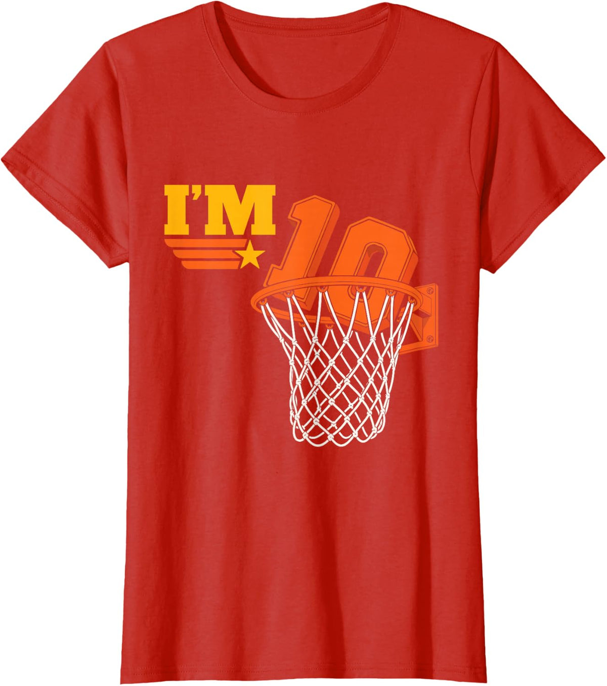 I'm 10 Basketball 10th Birthday Boy Sports Birthday T-Shirt - Red