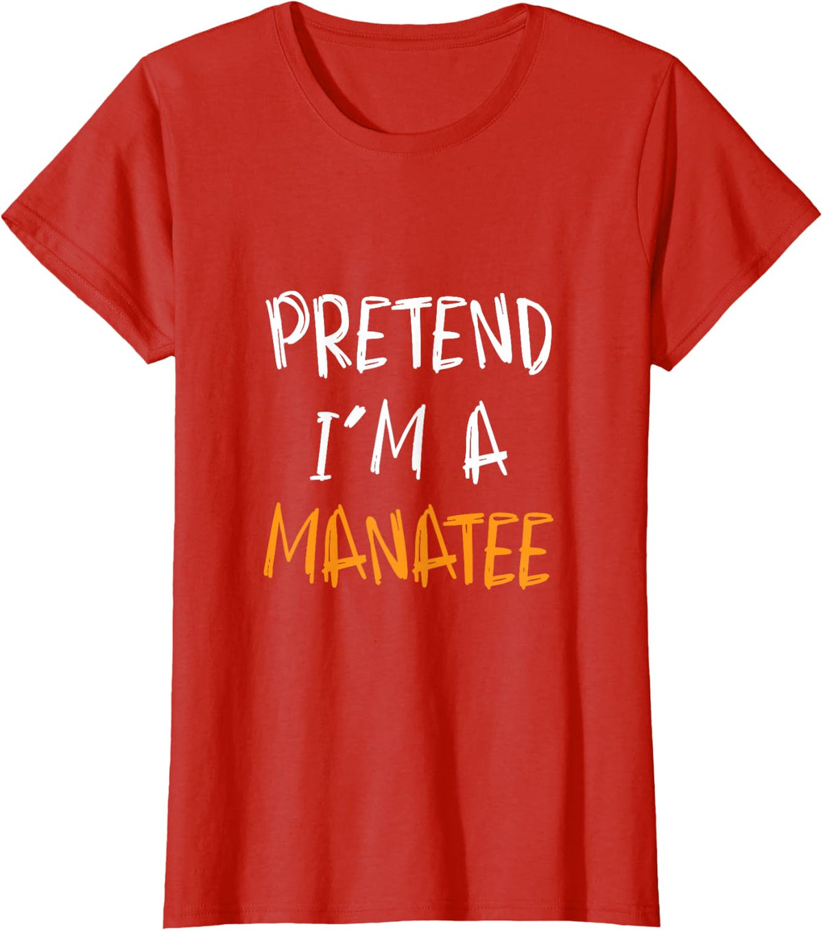 Pretend I'm A Manatee Funny Lazy Halloween Costume T-Shirt - Red