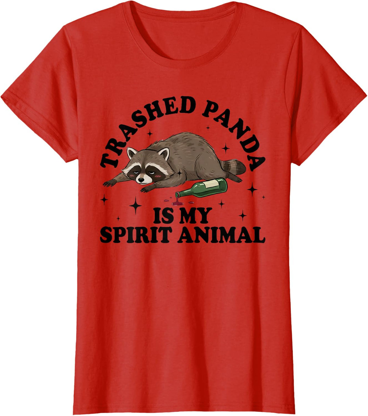 Trashed Panda is My Spirit Animal Funny Drunk Raccoon Meme T-Shirt - Red