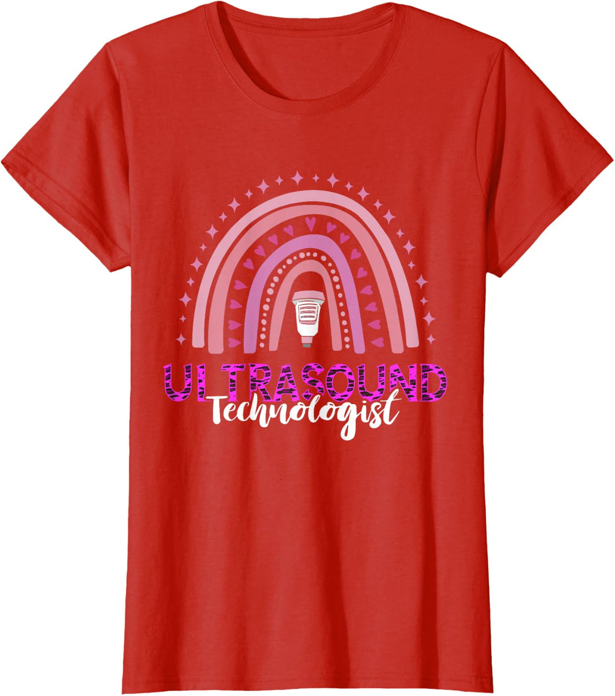 Sonographer Rainbow Ultrasound Technologist Ultrasound Tech T-Shirt - Red