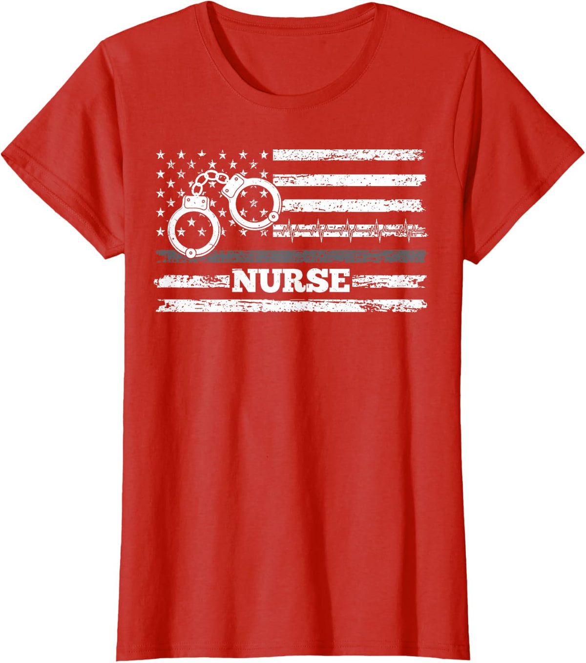 Correctional Nurse American Flag Tee Corrections Nursing T-Shirt for Women Men - Red