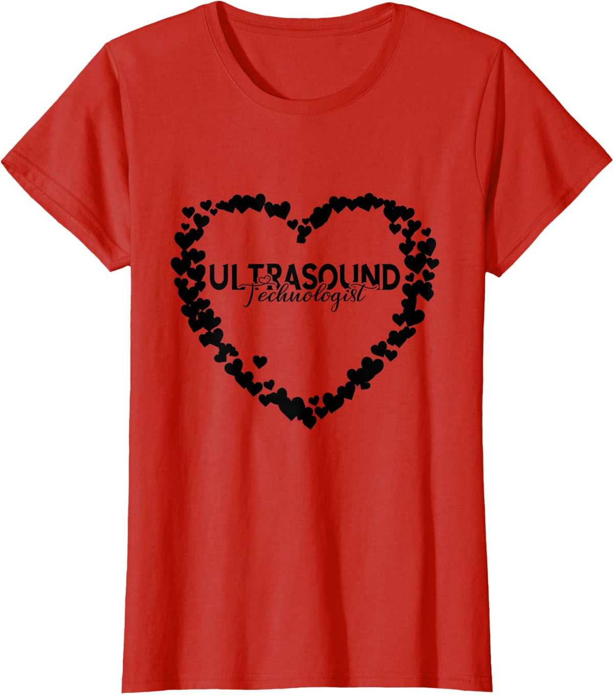 Ultrasound Technologist Ultrasound Tech Sonographer Heart T-Shirt - Red