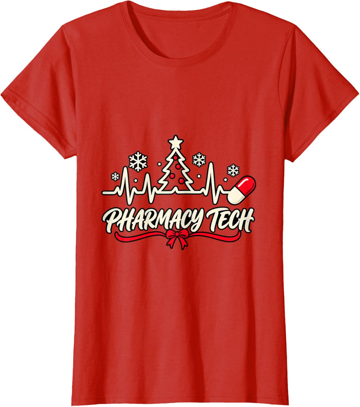 Christmas Pharmacy Tech Christmas Crew T-Shirt - Red