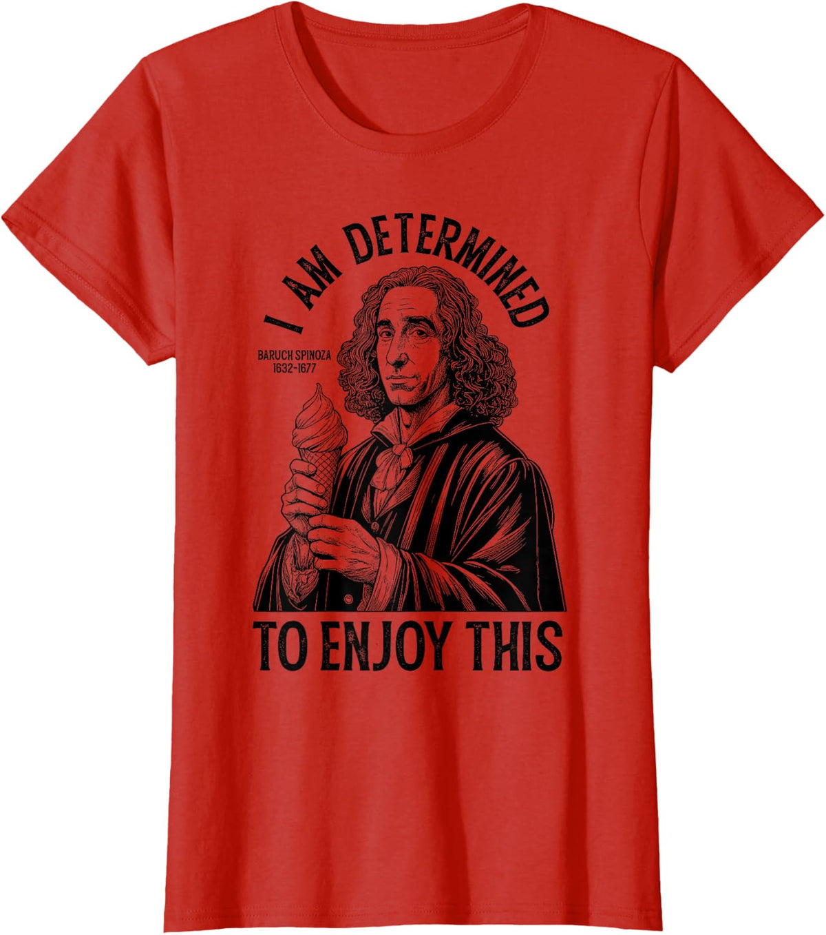 Funny Philosophy Spinoza Determinism Ice Cream Philosopher T-Shirt - Red