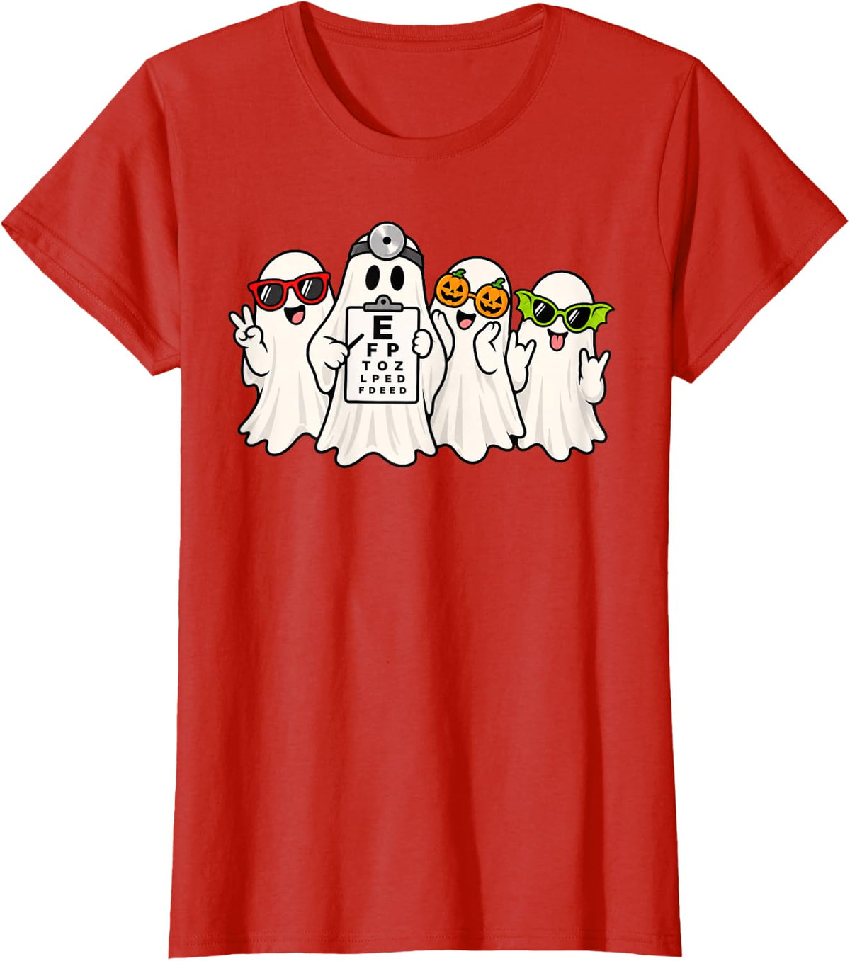 E Fp Toz Lped Fdeed Optometrist Halloween Ghost T-Shirt - Red