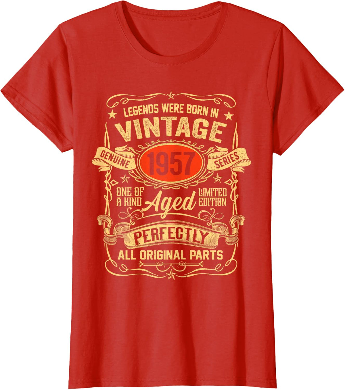 Legends were Born in 1957 Year of Birth 70th Birthday Men T-Shirt - Red