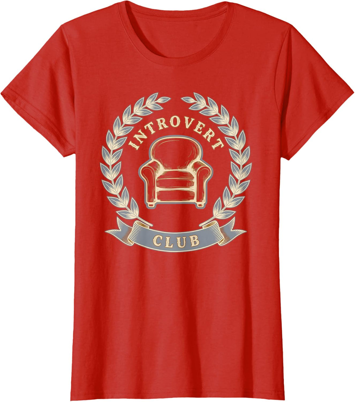 Introvert Club Funny Homebody Sarcastic Antisocial Crest T-Shirt - Red