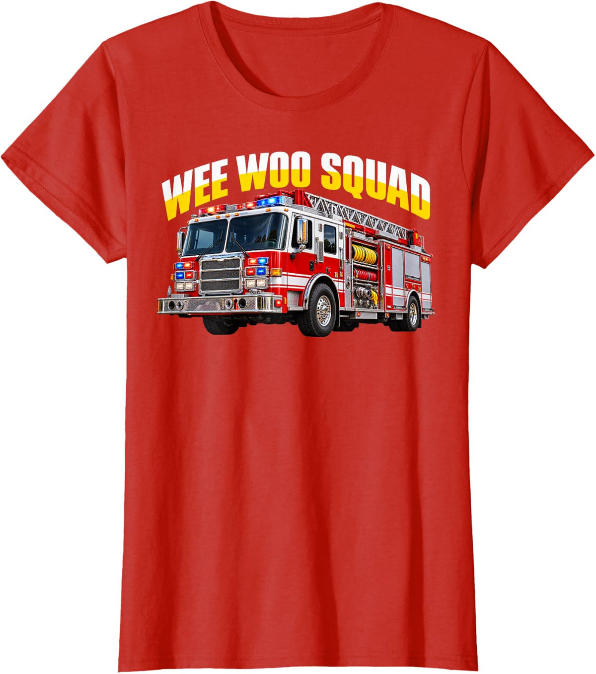 Funny Firefighter We Woo Squad Fire Truck Fireman T-Shirt - Red