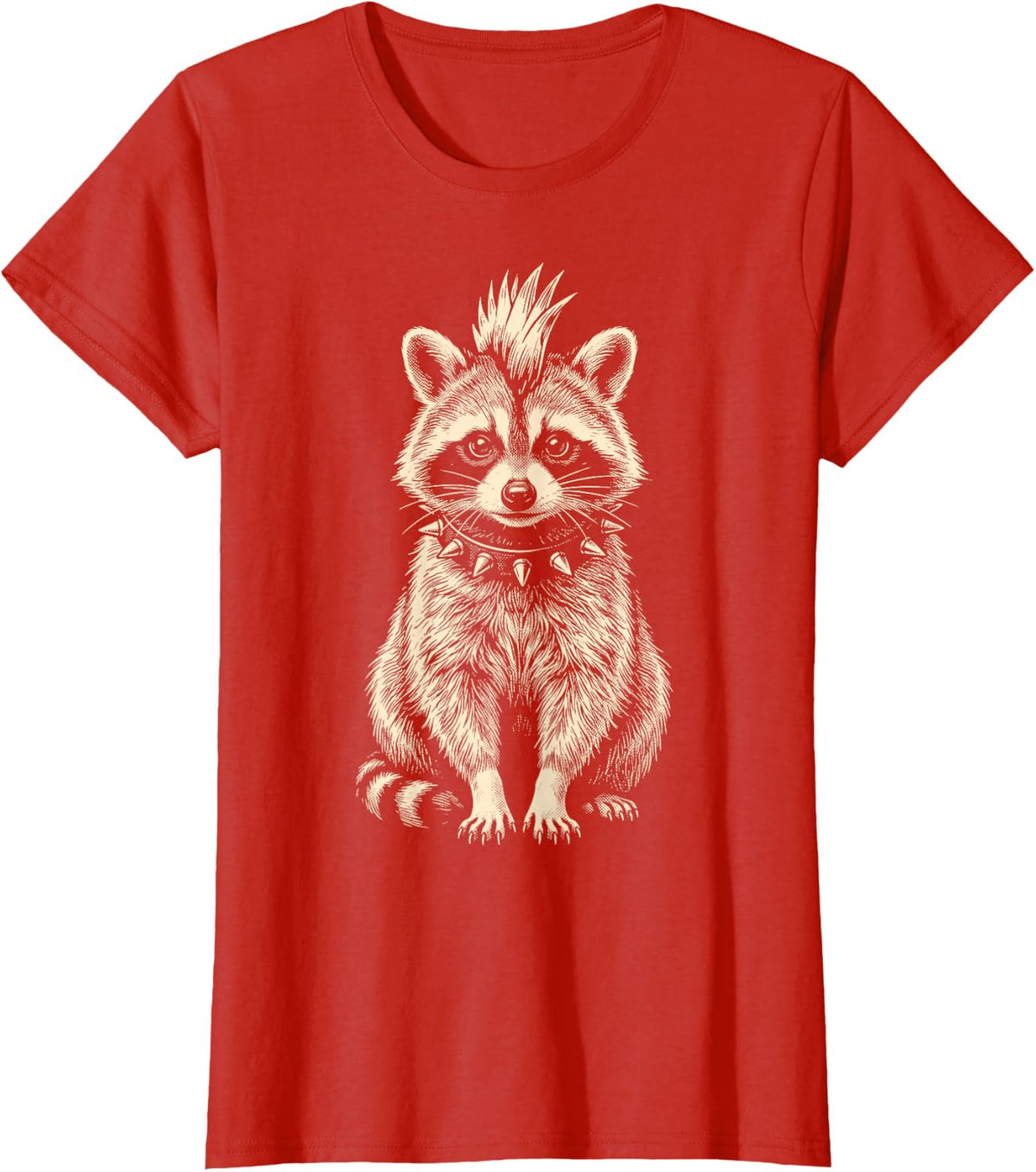 Raccoon Punk Heavy Metal T-Shirt - Red