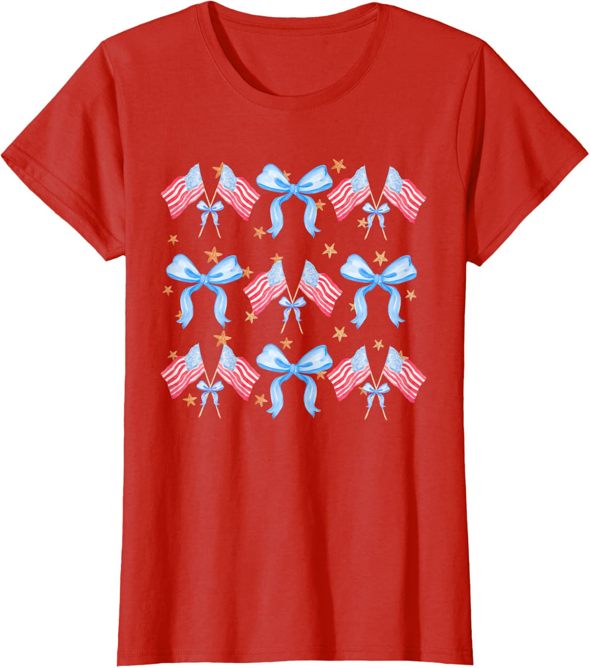 Patriotic Coquette 4th July American Flag Independence Day T-Shirt - Red