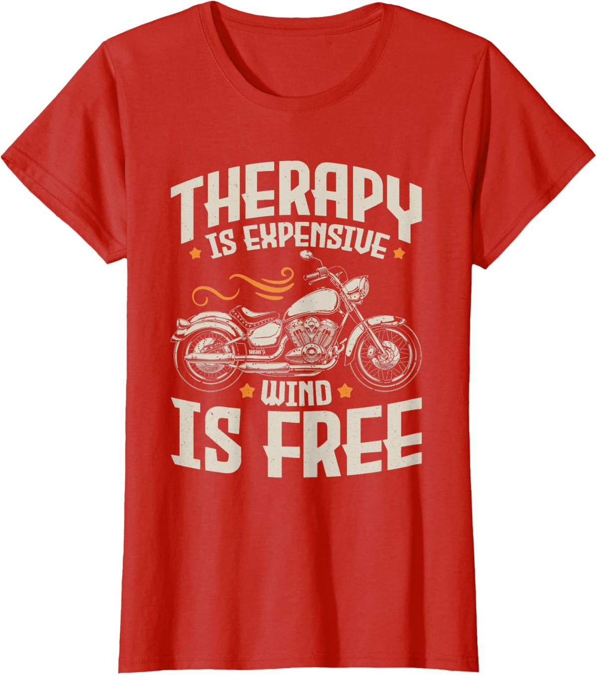 Cool Motorcycle Rider Men Therapy Motorcycle Lovers Biker T-Shirt - Red