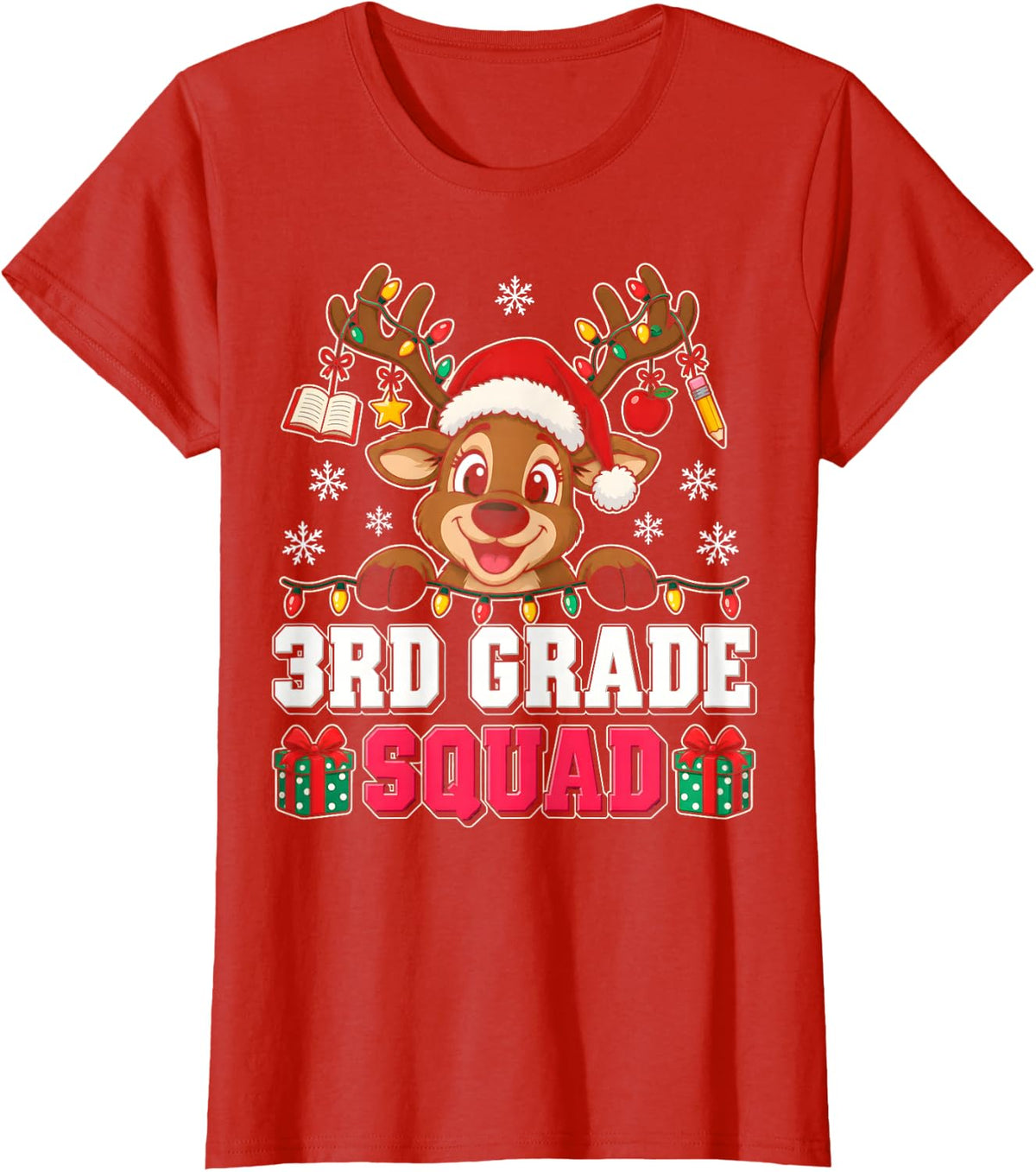 3rd Grade Squad Christmas Shirt Third Grade Teacher T-Shirt - Red