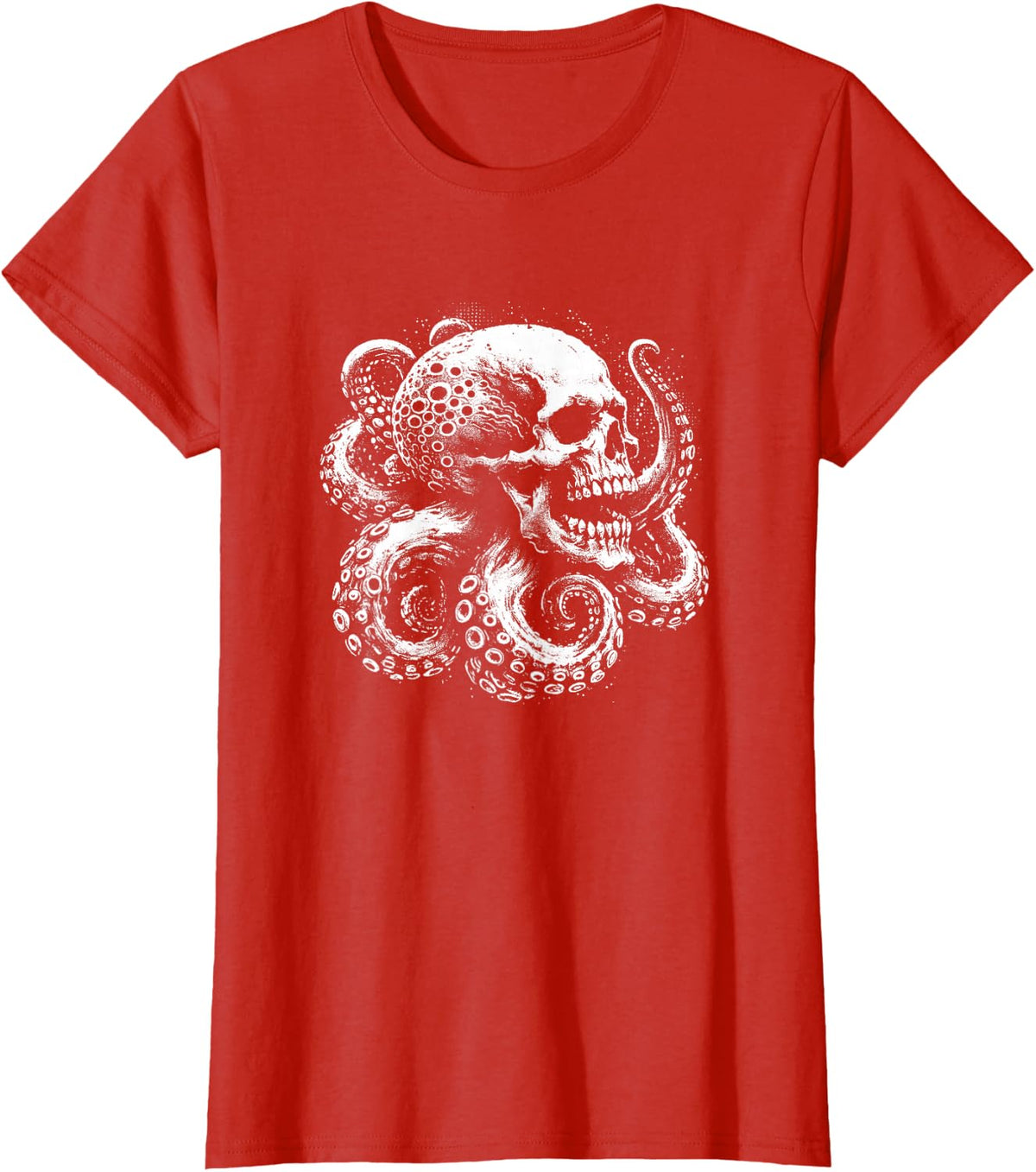 Dark Horror Octopus Sea Monster Kraken Skull Tee T-Shirt for Men Women Kids - Red
