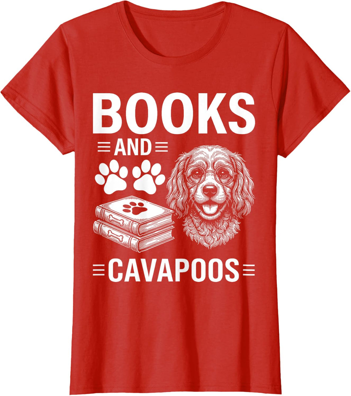 Books and Cavapoos Funny Cavapoo T-Shirt - Red
