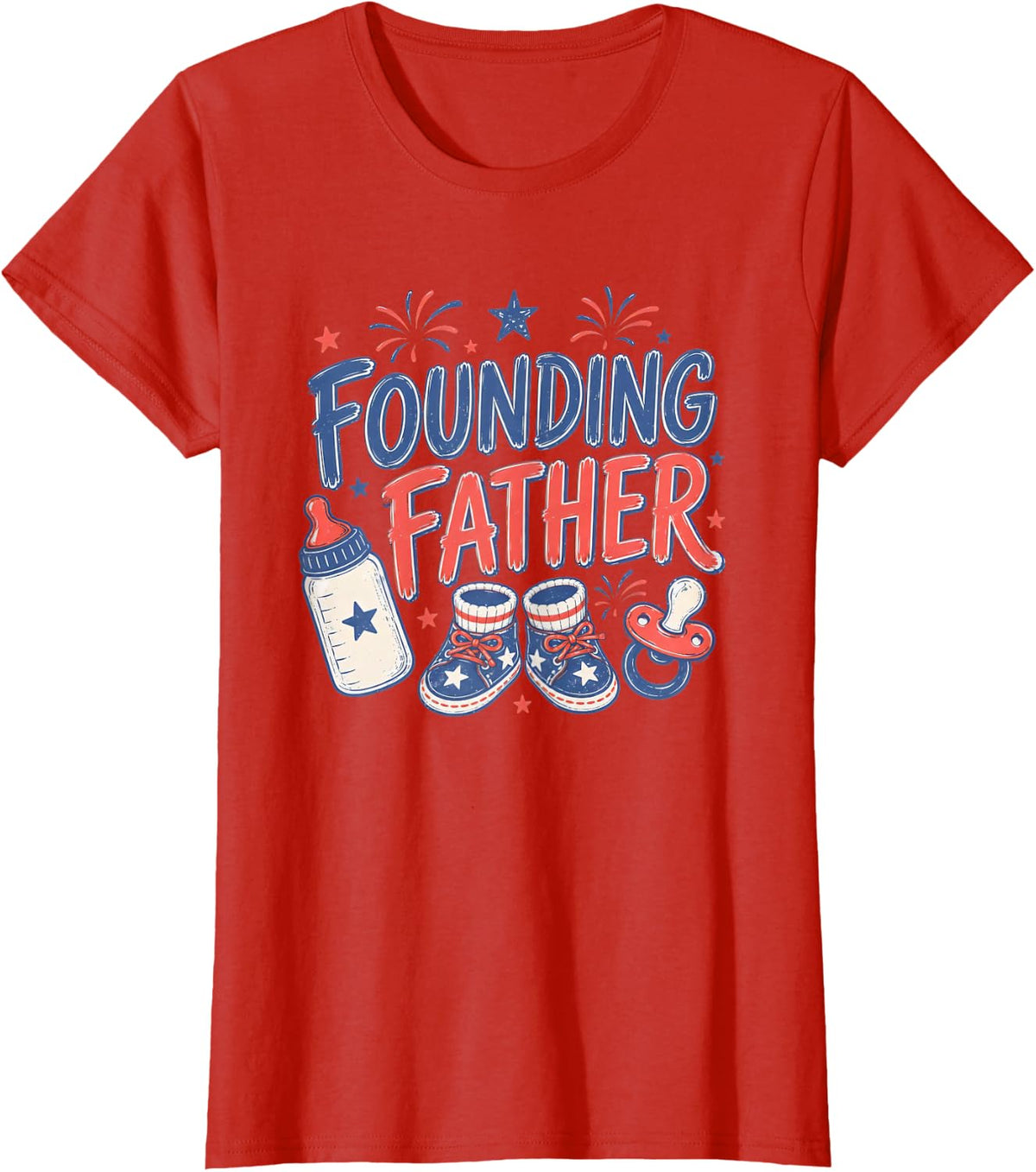 Funny All American Dad 4th of July Patriotic Matching Father T-Shirt - Red