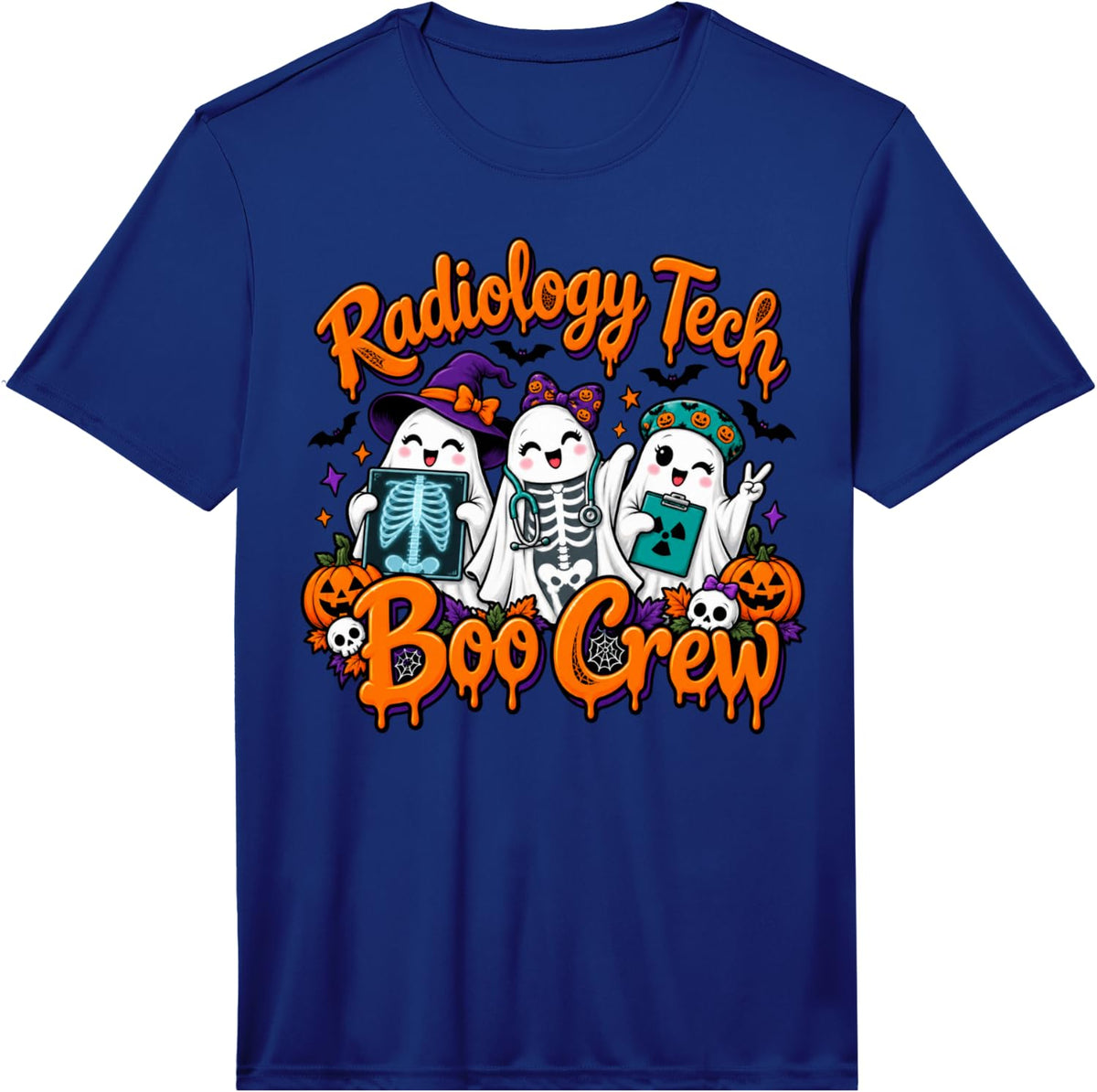 Radiology Tech Boo Crew Halloween Ghost Matching Costume Performance T-Shirt - Royal Blue