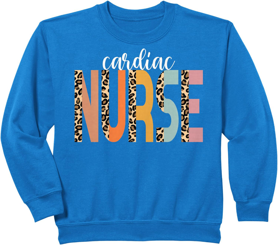 Nurse Cardiac Nurse Cheetah Print RN Cute Cardiac Nurse Sweatshirt - Royal Blue