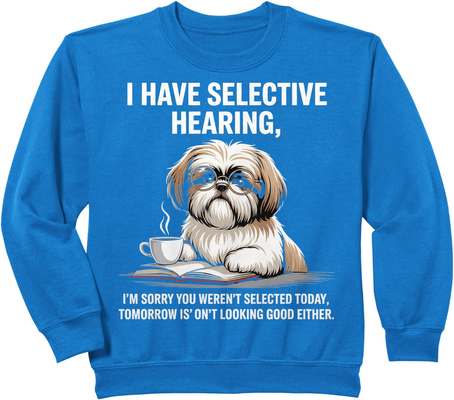 Shih Tzu Dog Shihtzu Dog Coffee Book Reader Shitzhu Shih Tzu Sweatshirt - Royal Blue