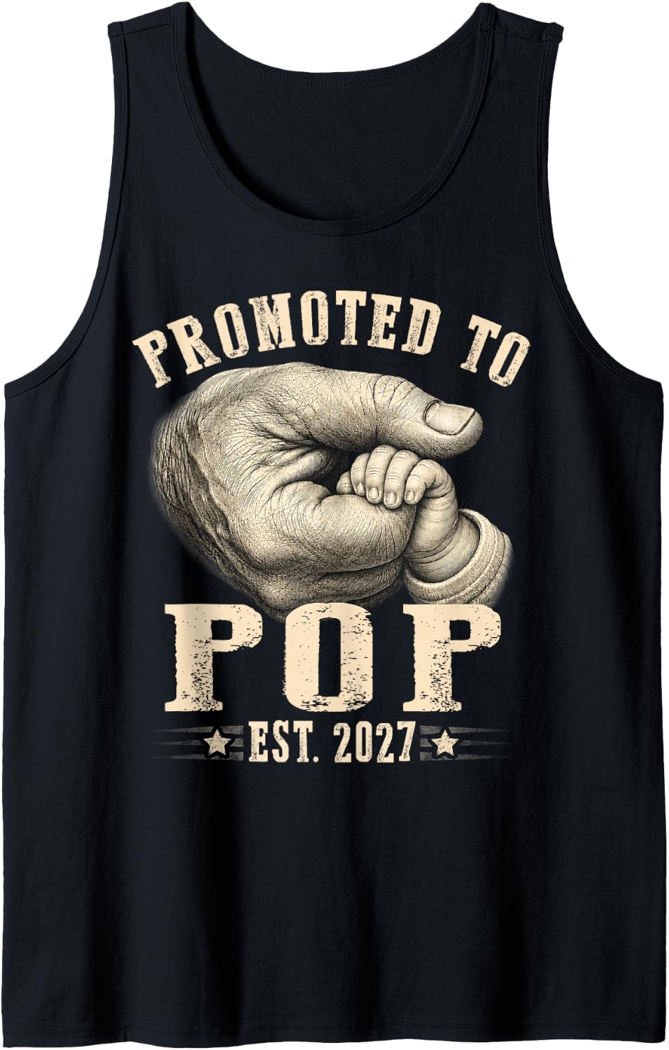 Mens Promoted to Pop est.2027 Father's Day First time Papa Tank Top - Black