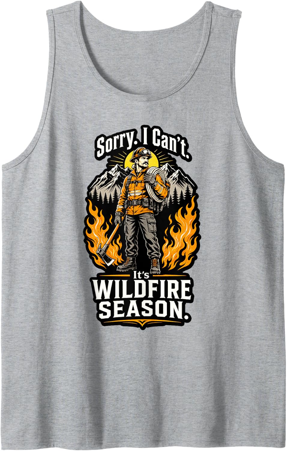 Men's Funny Wildfire Season Forest Firefighter Firefighting Sleeveless Tank Top - Heather Grey