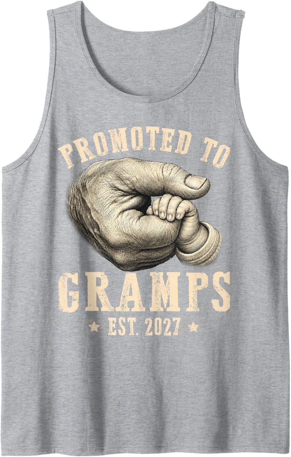 Mens Promoted to Gramps est.2027 Father's Day First time Papa Tank Top - Heather Grey