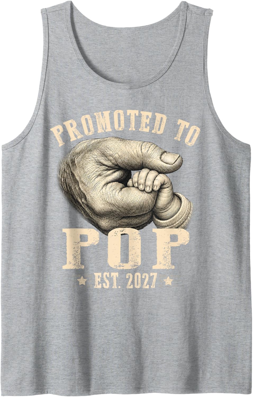 Mens Promoted to Pop est.2027 Father's Day First time Papa Tank Top - Heather Grey