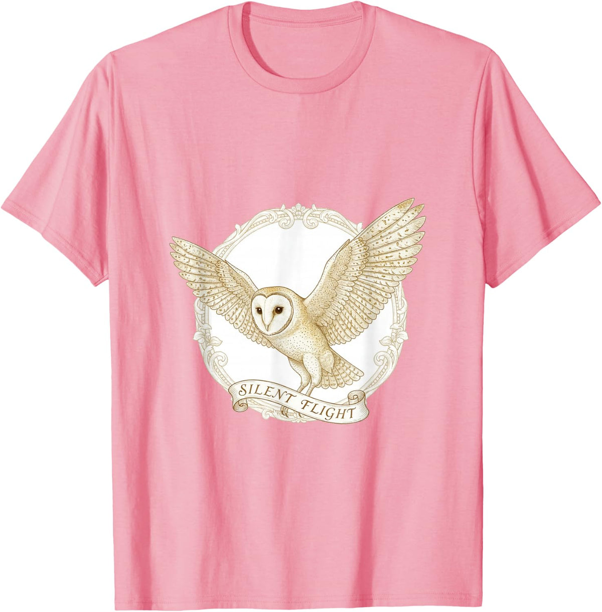 Barn Owl Wings Silent Flight Art Graphic T-Shirt T-Shirt - Pink