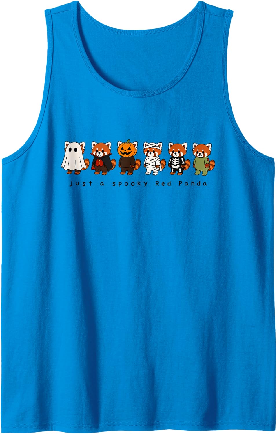 Red Panda Cute Animal Lover Spooky Fall Halloween Graphic Tank Top - Sapphire Blue